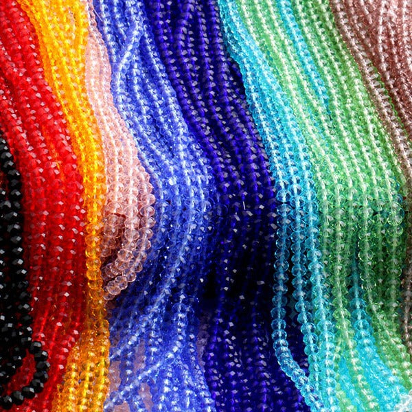 Faceted Lampwork Glass Rondelle Beads - Loose Round Crystal Glass Beads for Jewelry Making - Image 2