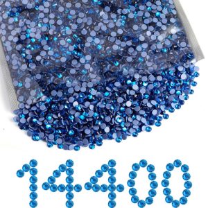 Hotfix Rhinestones Bulk, Hot Fix Rhinestones for Crafts Clothes DIY Decoration, Capri Blue