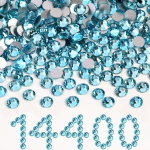 Flatback Rhinestones Bulk, Rhinestones for Nails Crafts Clothes DIY Decoration, Aquamarine