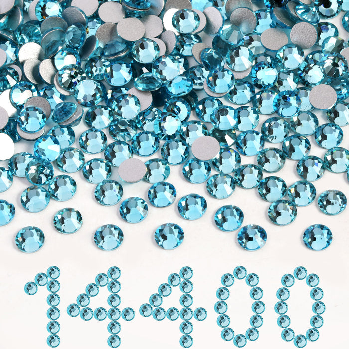 Flatback Rhinestones Bulk, Rhinestones for Nails Crafts Clothes DIY Decoration, Aquamarine