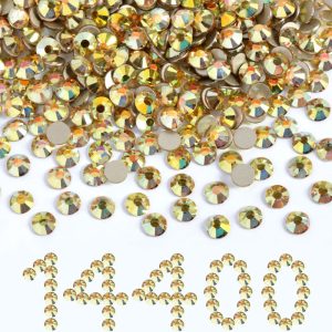 Flatback Rhinestones Bulk, Rhinestones for Nails Crafts Clothes DIY Decoration,Metal Sunlight