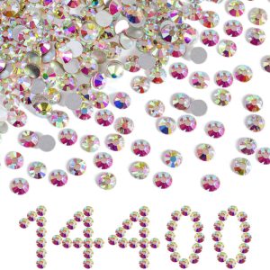 Flatback Rhinestones Bulk, Rhinestones for Nails Crafts Clothes DIY Decoration, Crystal AB