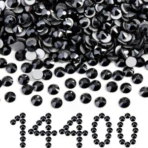 Flatback Rhinestones Bulk, Rhinestones for Nails Crafts Clothes DIY Decoration, Jet Hematite