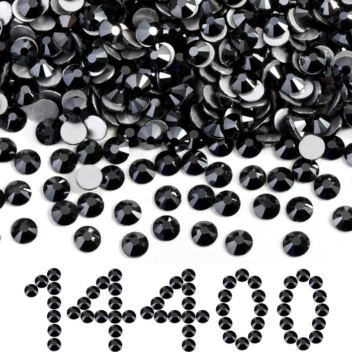 Flatback Rhinestones Bulk, Rhinestones for Nails Crafts Clothes DIY Decoration, Jet Hematite