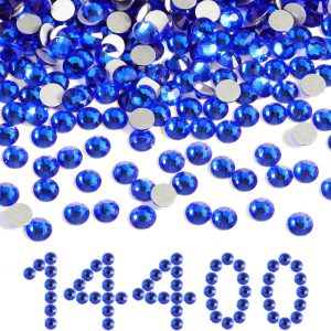 Flatback Rhinestones Bulk,Rhinestones for Nails Crafts Clothes DIY Decoration, Sapphire