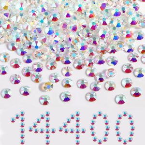 Flatback Rhinestones Bulk, Rhinestones for Nails Crafts Clothes DIY Decoration, TransparentAB