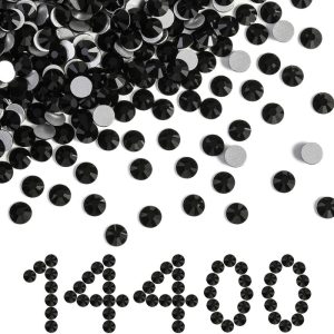 Flatback Rhinestones Bulk, Rhinestones for Nails Crafts Clothes DIY Decoration, Jet Black