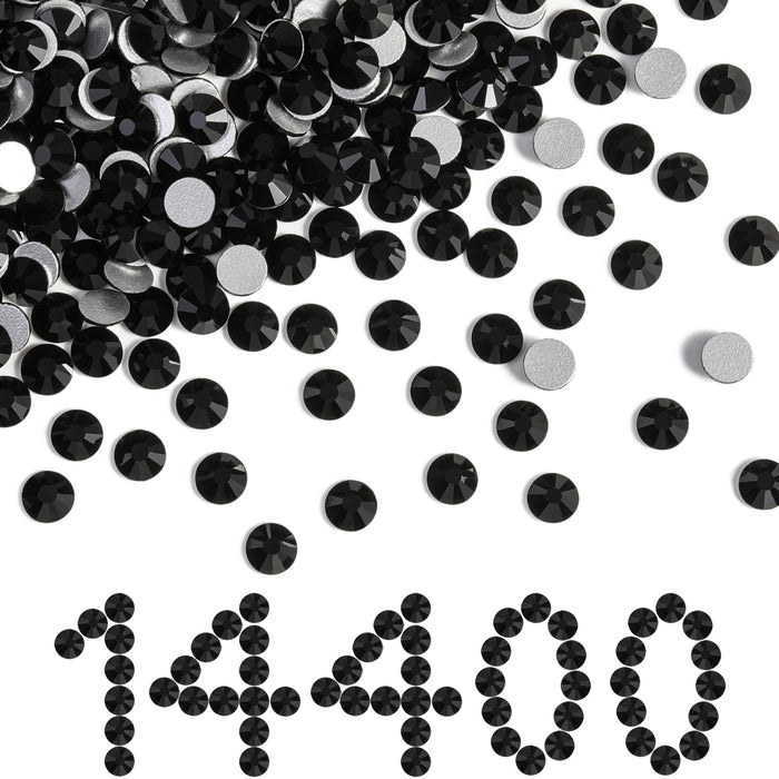 Flatback Rhinestones Bulk, Rhinestones for Nails Crafts Clothes DIY Decoration, Jet Black