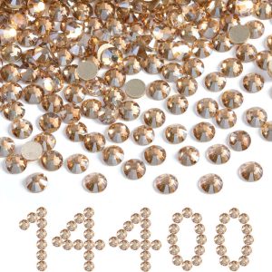 Flatback Rhinestones Bulk, Rhinestones for Nails Crafts Clothes DIY Decoration, Golden Shadow