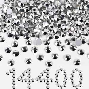 Flatback Rhinestones Bulk, Rhinestones for Nails Crafts Clothes DIY Decoration, Silver Hematite