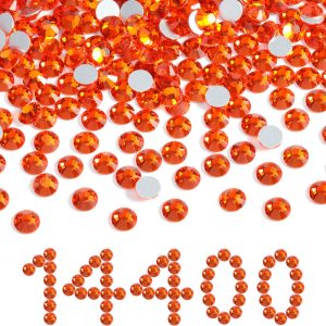 Flatback Rhinestones Bulk, Rhinestones for Nails Crafts Clothes DIY Decoration, Orange