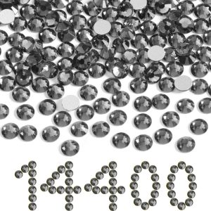 Flatback Rhinestones Bulk, Rhinestones for Nails Crafts Clothes DIY Decoration, Black Diamond