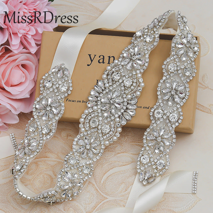 Bridal Rhinestone Belt 834, Elegant Pearl And Crystal Waist Cincher For Wedding Dress, Bride, Prom, Evening Gown Accessories