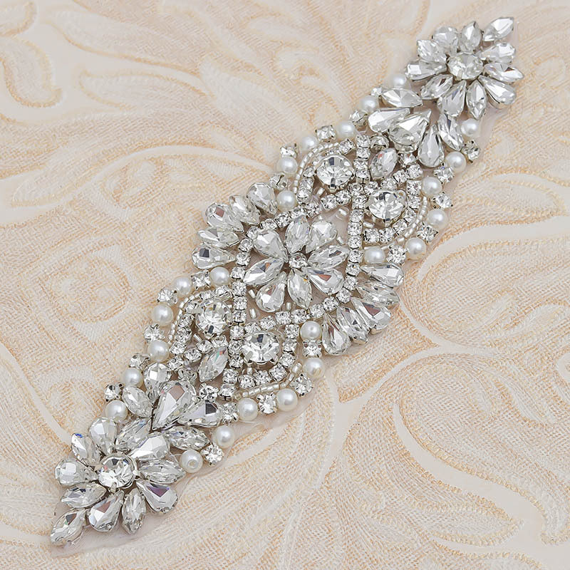 Heat Transfer Rhinestone Patch, Sparkling Glass Rhinestones And Pearl Design For Dance Costumes, Leotards, Performance Wear, Clothing Embellishment - Image 6