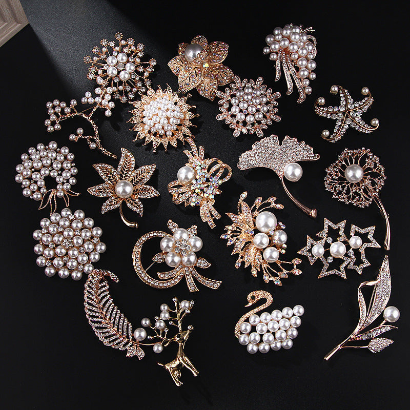 Korea style full pearl swan rhinestone flower brooch pin -women's fashion accessories - Image 2