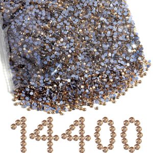 Hotfix Rhinestones Bulk, Hot Fix Rhinestones for Crafts Clothes DIY Decoration, Golden Shadow