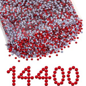 Hotfix Rhinestones Bulk, Hot Fix Rhinestones for Crafts Clothes DIY Decoration, Light Siam