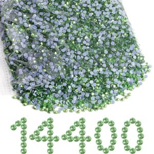 Hotfix Rhinestones Bulk, Hot Fix Rhinestones for Crafts Clothes DIY Decoration, Light Green