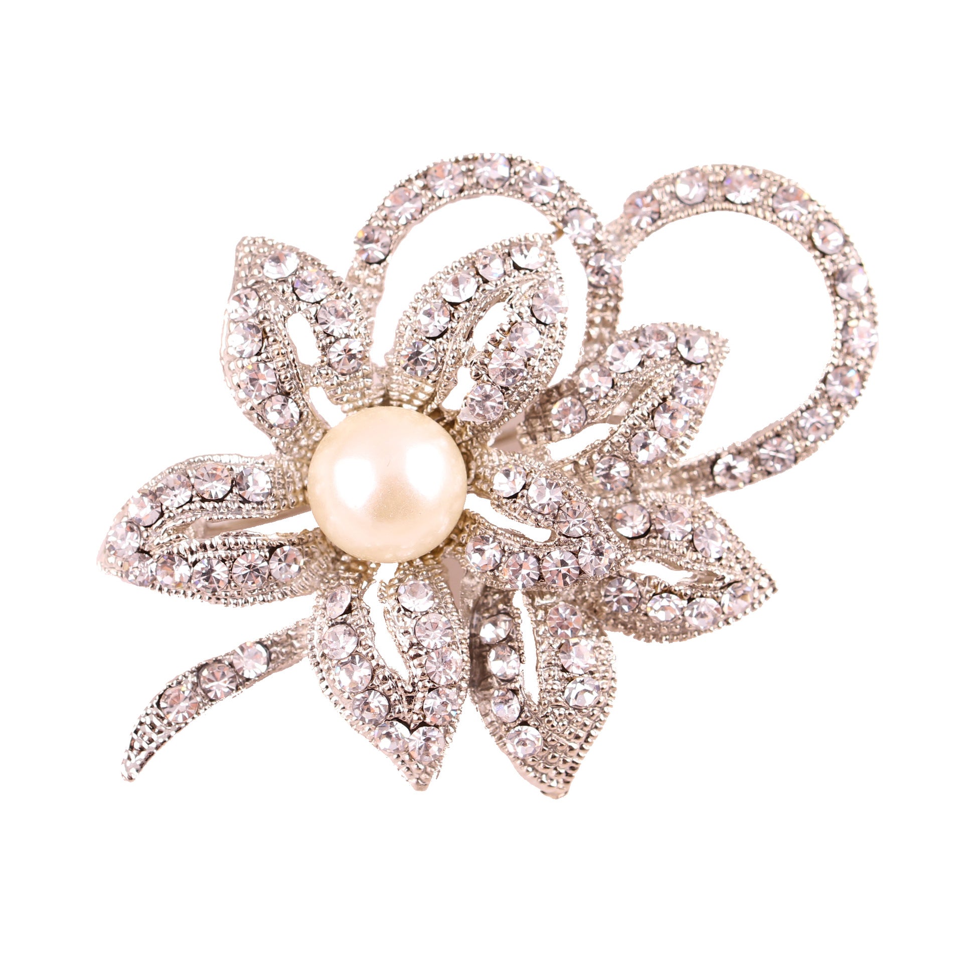 Versatile Silver Brooch - Twin Flower Pearl & Crystal Pin, Korean Fashion Eco Alloy Women's Jacket Accessory - Image 7