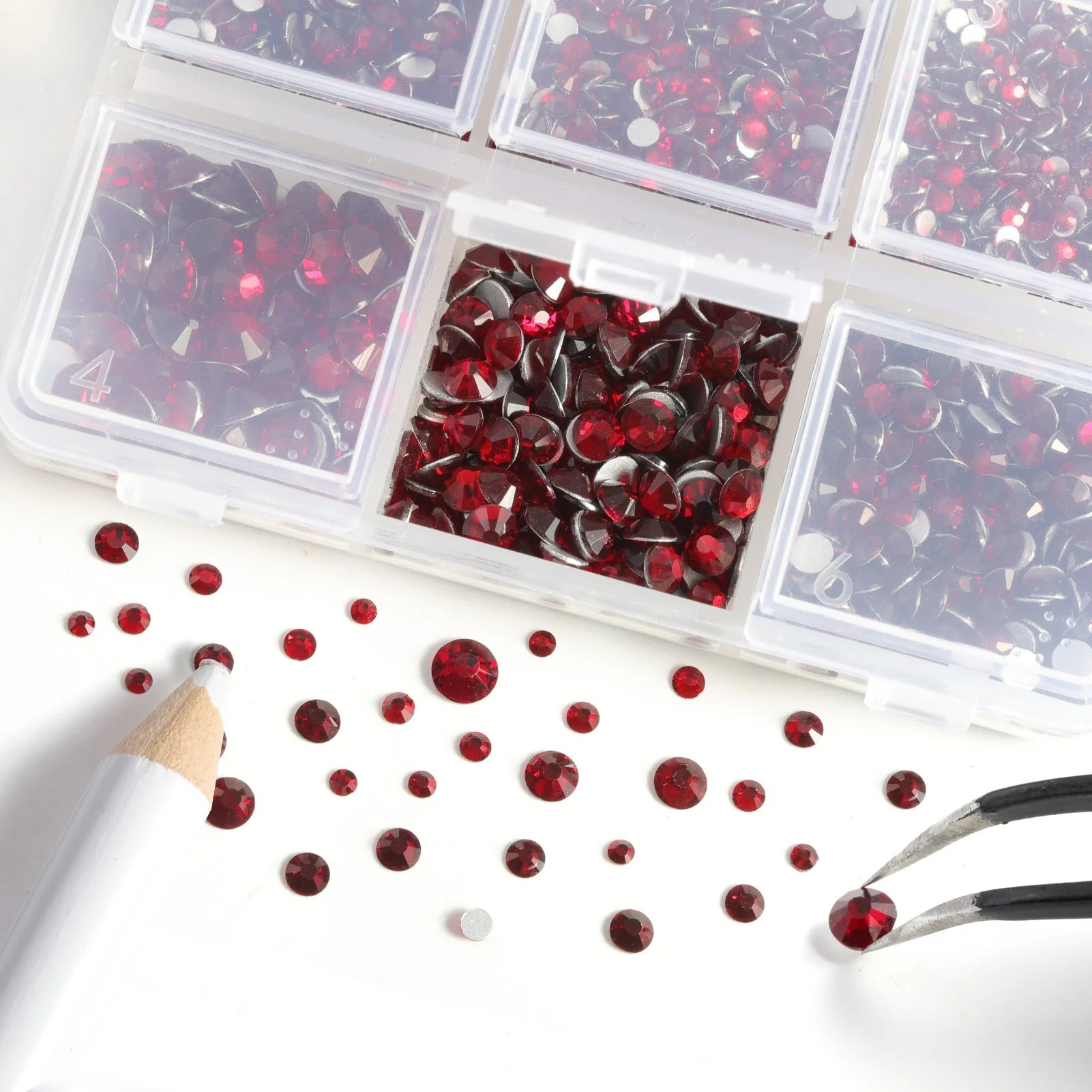4300pcs Flatback Rhinestones, Nail Gems Round Crystal Rhinestones for Crafts,Mixed 6 Sizes with Picking Tweezers and Wax Pencil Kit- Darksiam - Image 2