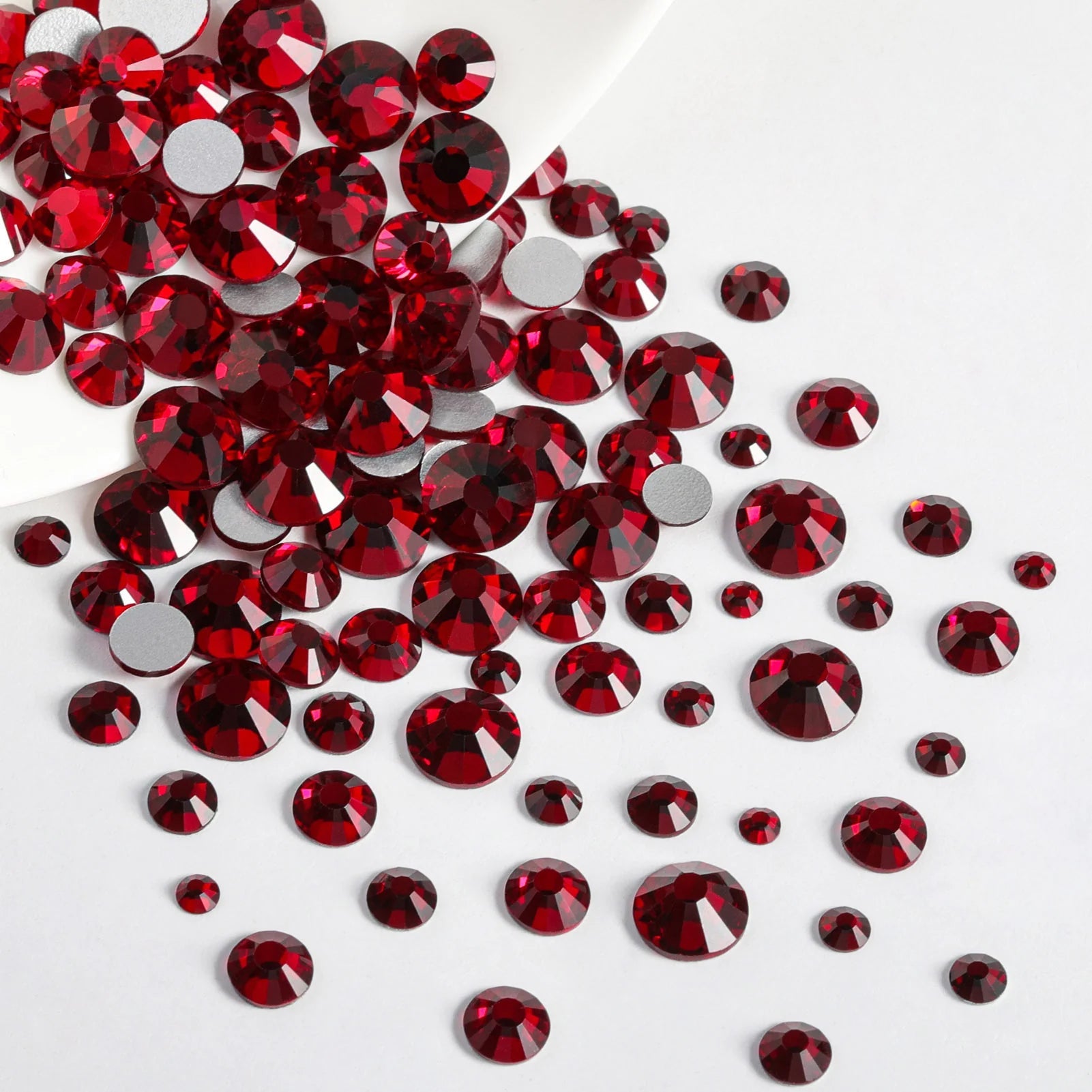 Rhinestones for Makeup,8 sizes 2500pcs Flatback Rhinestones Face Gems for Nails Crafts with Tweezers and Wax Pencil- Dark Siam - Image 2