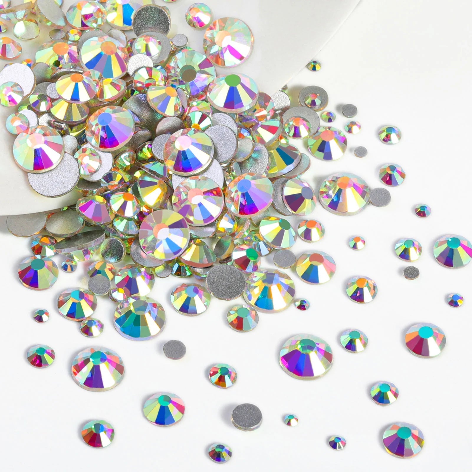 Rhinestones for Makeup,8 sizes 2500pcs Flatback Rhinestones Face Gems for Nails Crafts with Tweezers and Wax Pencil- Crystal AB - Image 2