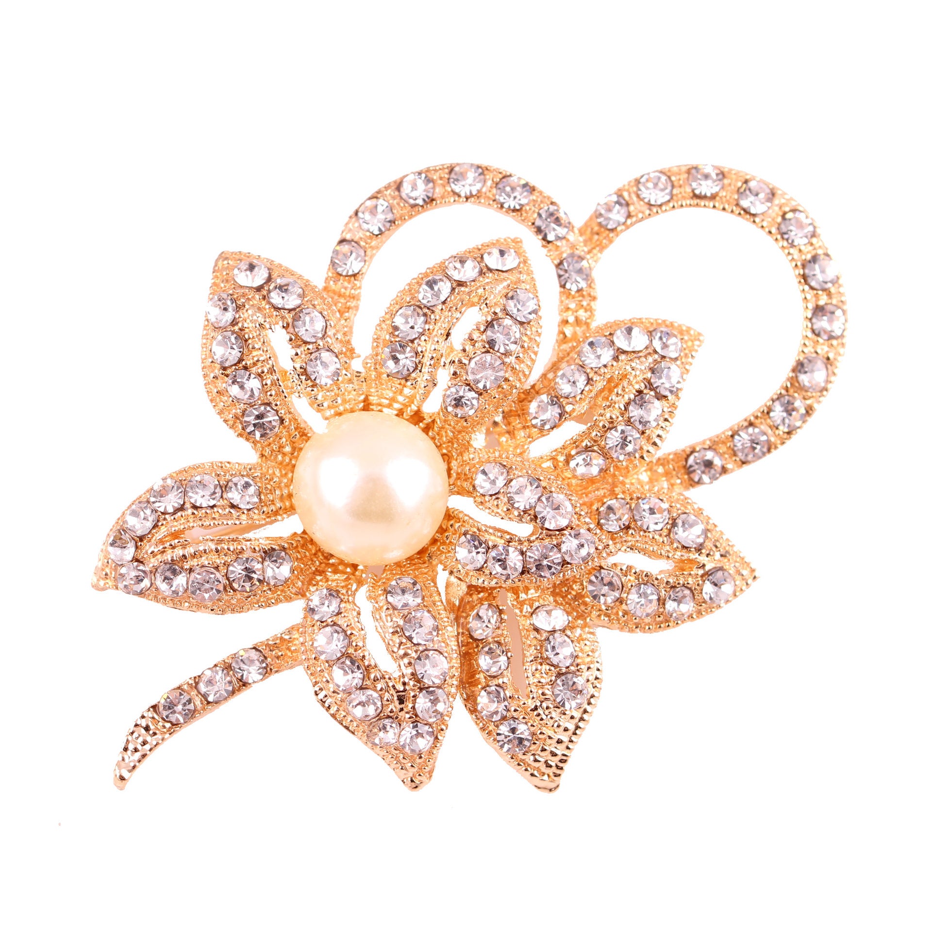 Versatile Silver Brooch - Twin Flower Pearl & Crystal Pin, Korean Fashion Eco Alloy Women's Jacket Accessory - Image 5