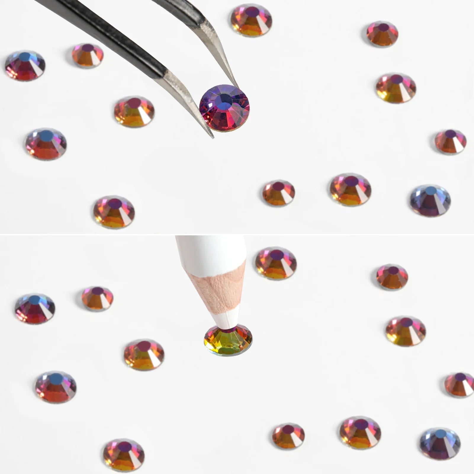 Rhinestones for Makeup,8 sizes 2500pcs Flatback Rhinestones Face Gems for Nails Crafts with Tweezers and Wax Pencil- Blue Volcano - Image 4