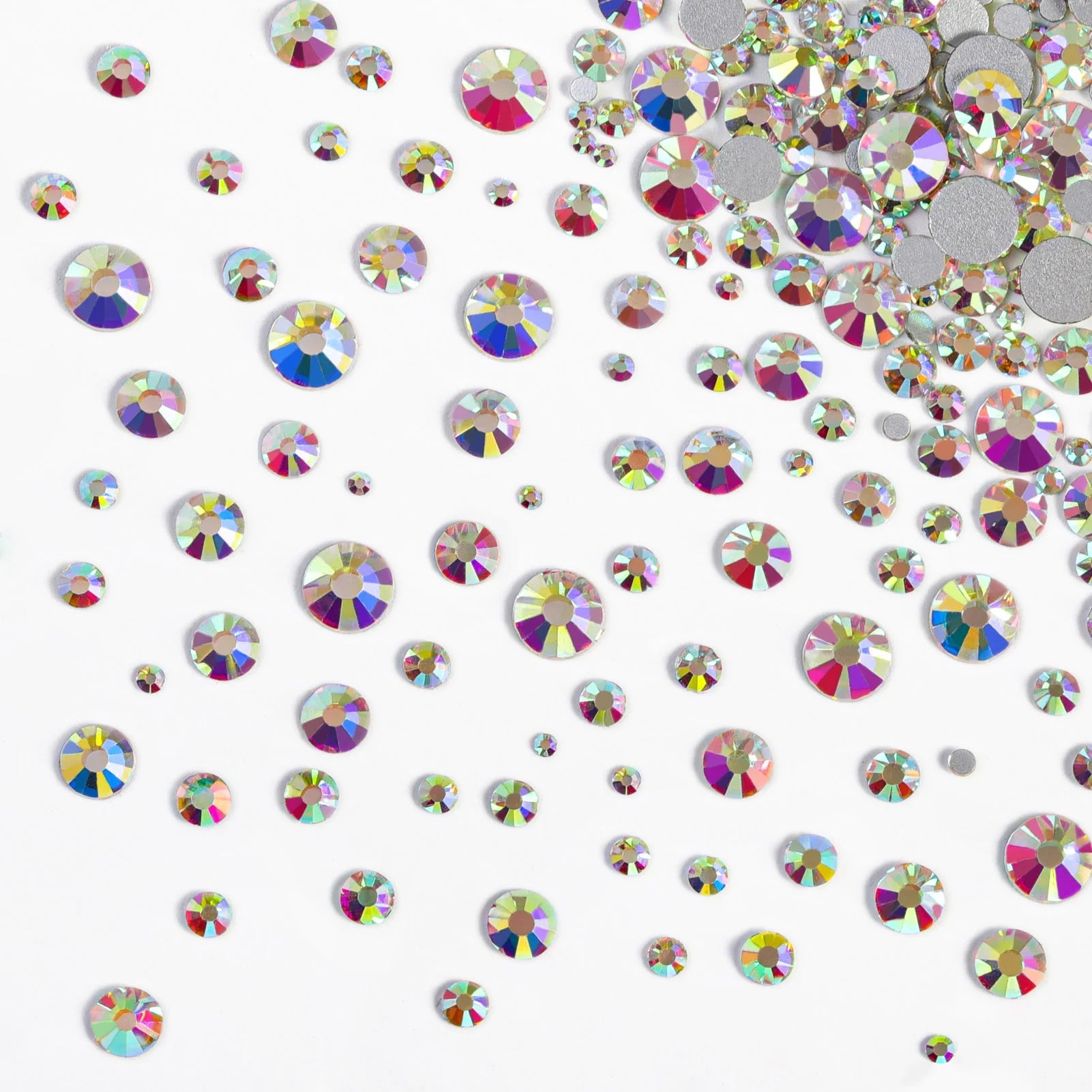 Rhinestones for Makeup,8 sizes 2500pcs Flatback Rhinestones Face Gems for Nails Crafts with Tweezers and Wax Pencil- Crystal AB - Image 4