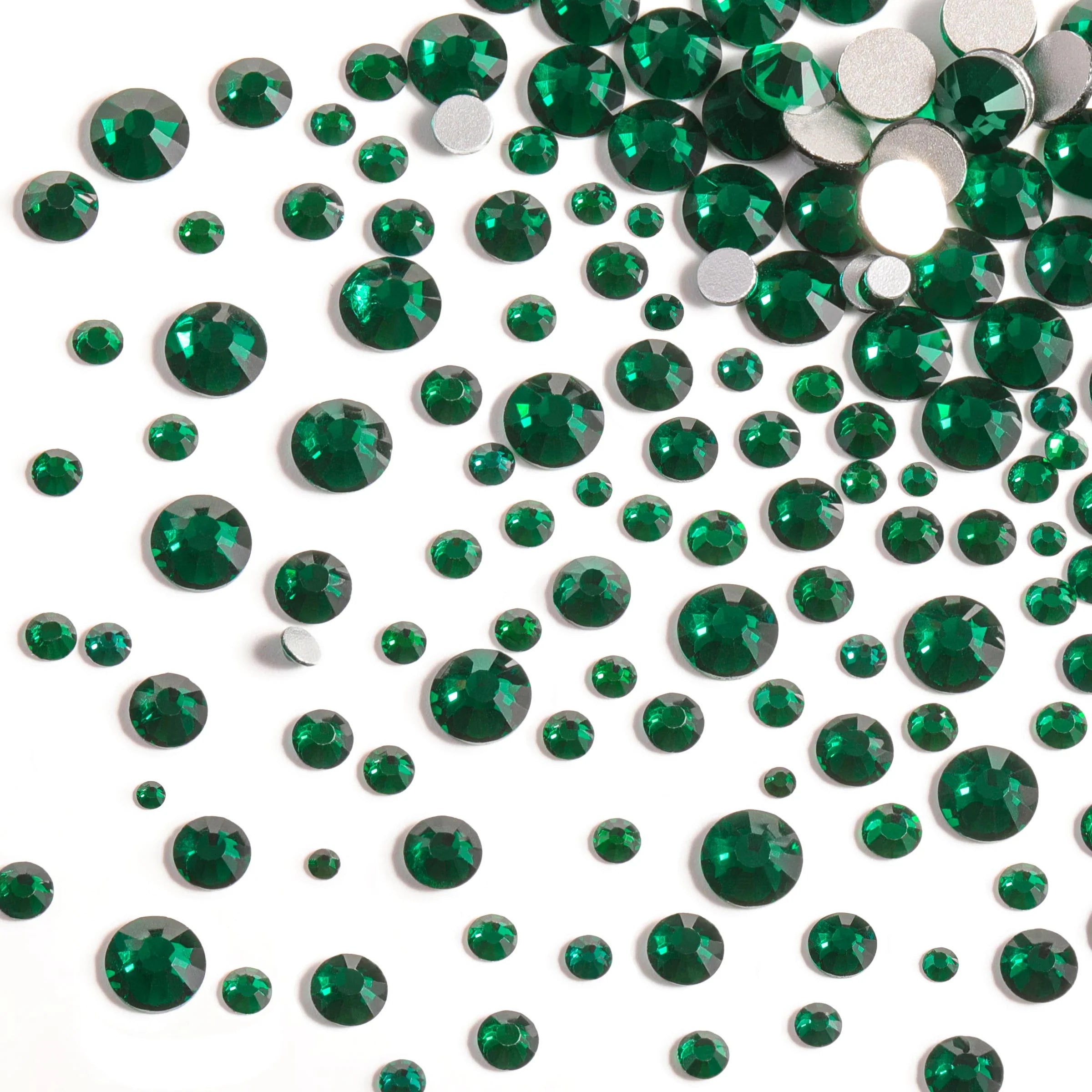 Rhinestones for Makeup,8 sizes 2500pcs Flatback Rhinestones Face Gems for Nails Crafts with Tweezers and Wax Pencil- Emerald - Image 5