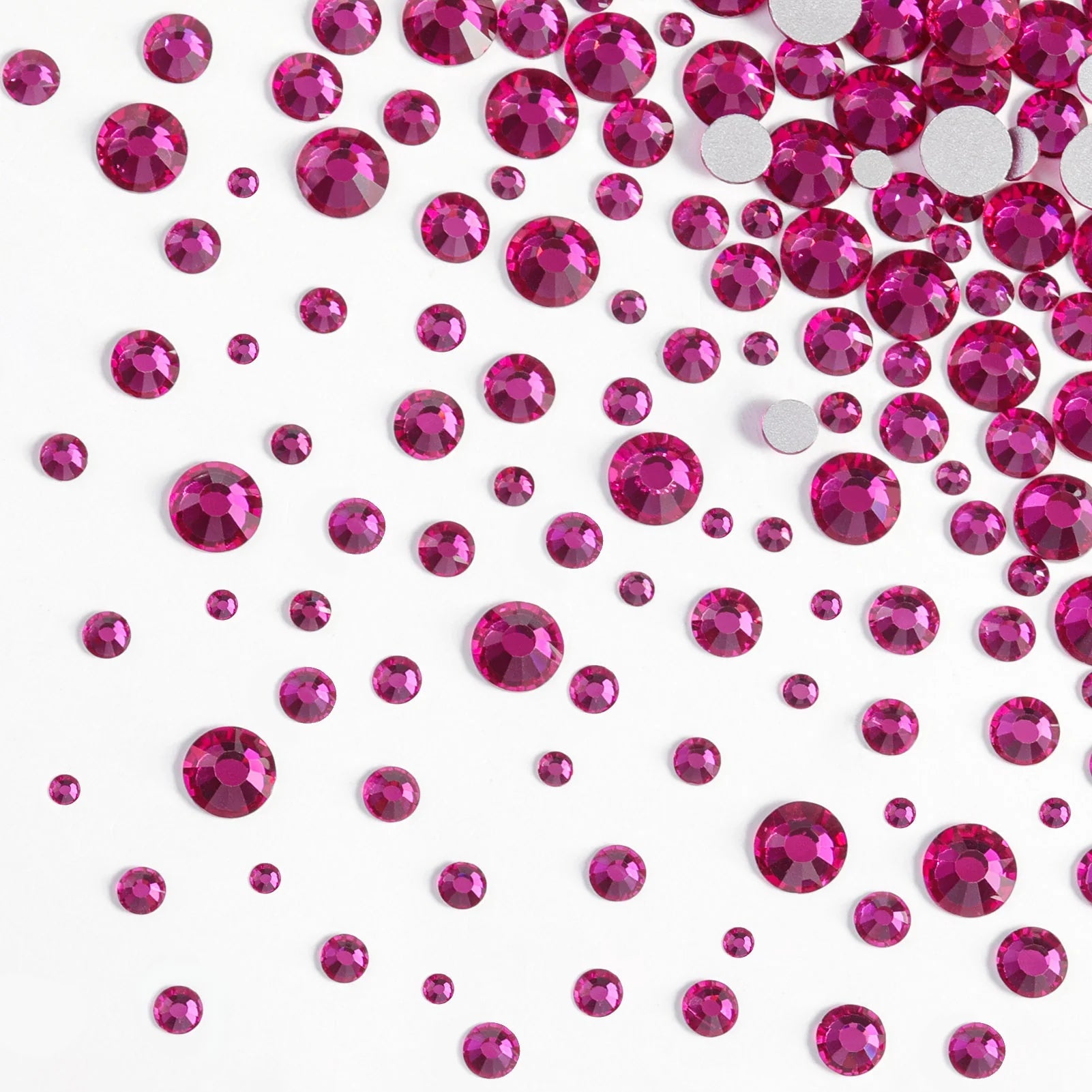 Rhinestones for Makeup,8 sizes 2500pcs Flatback Rhinestones Face Gems for Nails Crafts with Tweezers and Wax Pencil- Fuchsia - Image 5