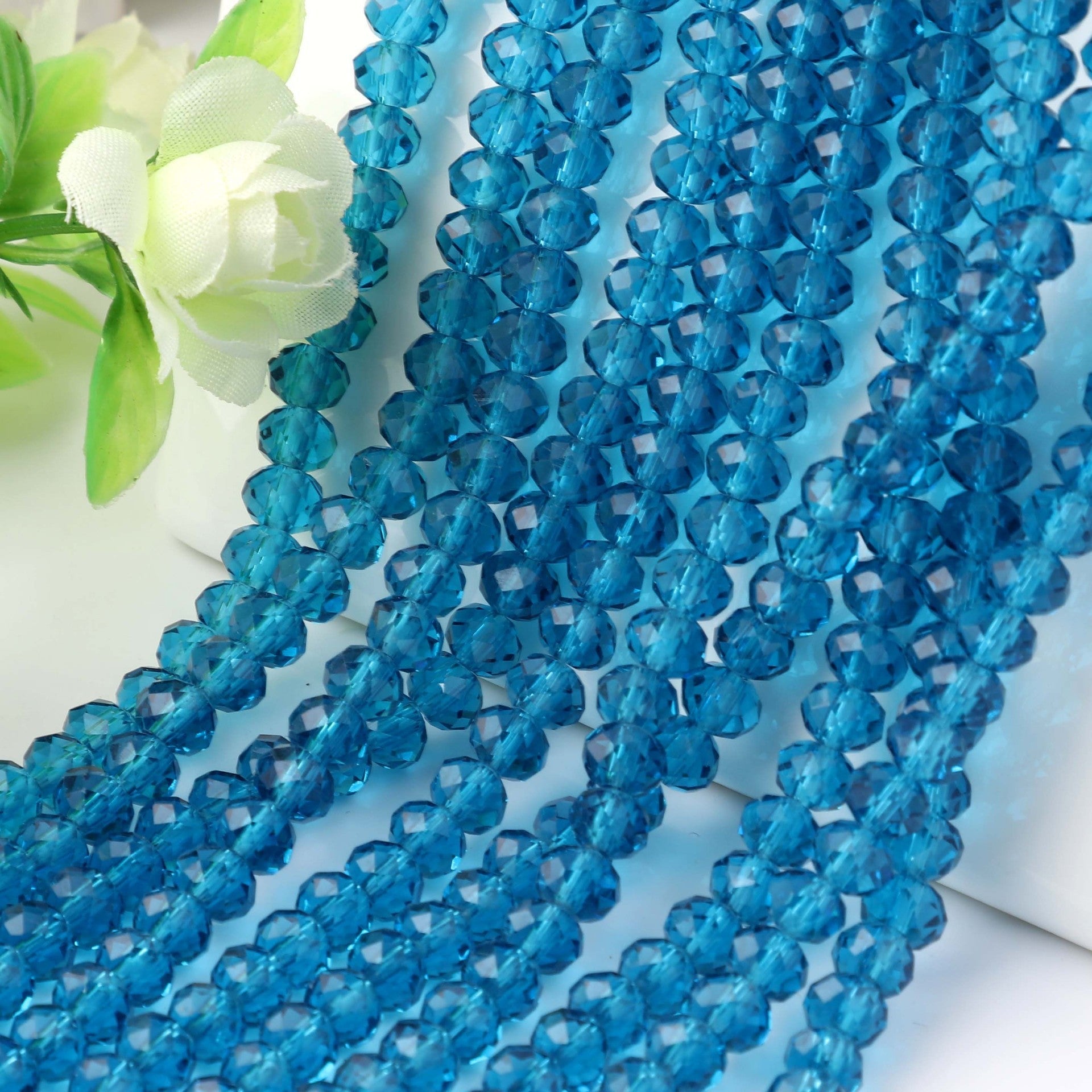 Glass Facetted Beads Lampwork Loose Round Glass Crystal Glass Rondelle Loose Beads - Image 8