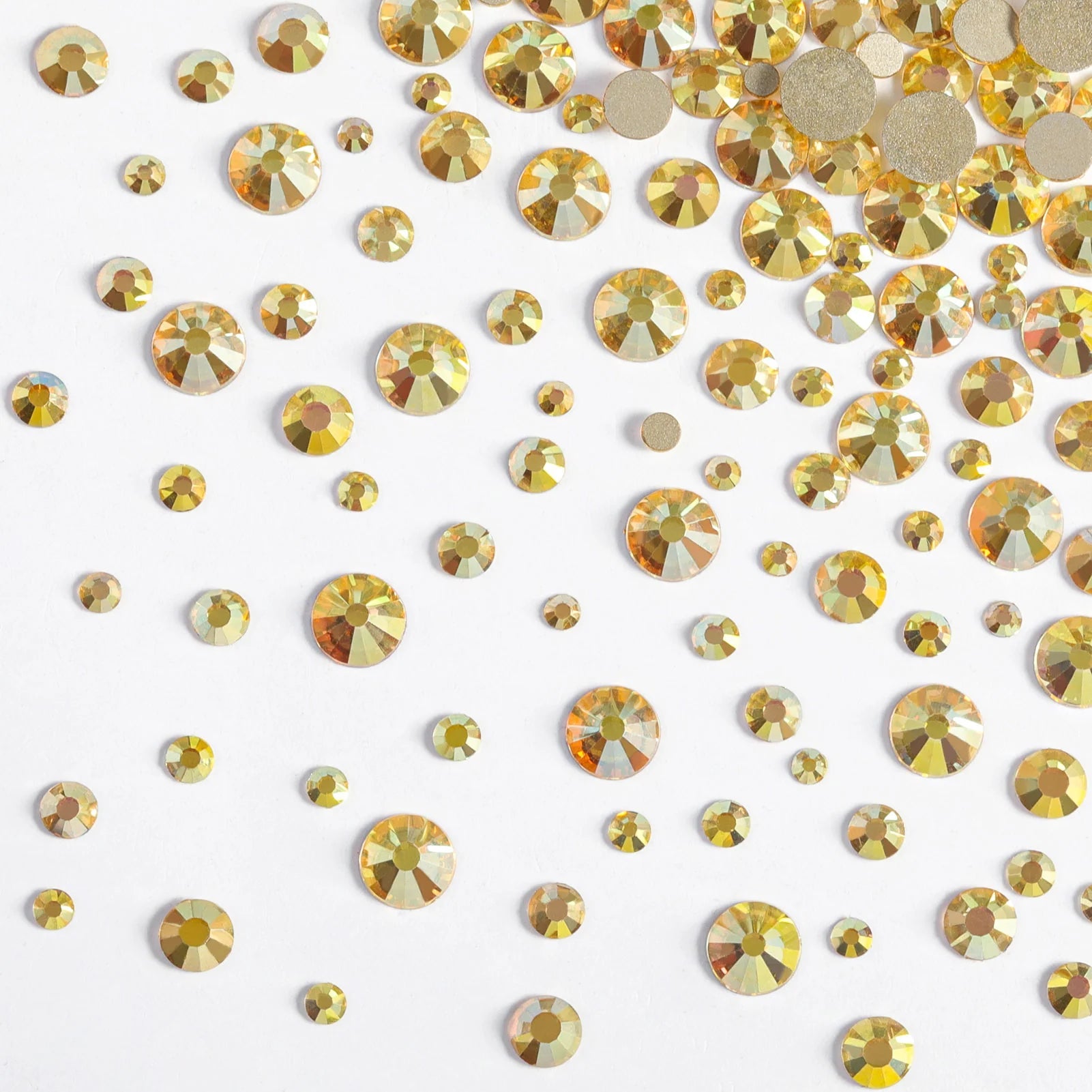 Rhinestones for Makeup,8 sizes 2500pcs Flatback Rhinestones Face Gems for Nails Crafts with Tweezers and Wax Pencil- Metal Sunlight - Image 6