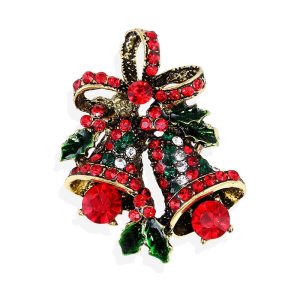 Fashionable Christmas Alloy Brooch Lapel Pin with Bell, Corsage Ornament for Accessories