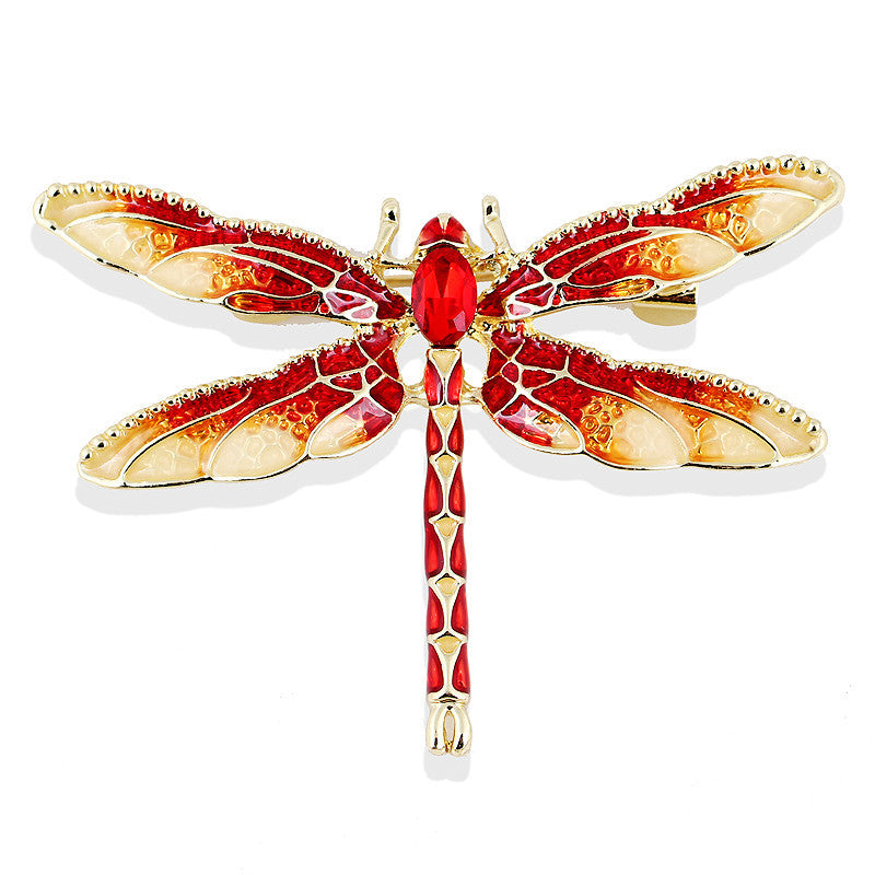 Korean Original Handmade Rhinestone Alloy Dragonfly Brooch - Enamel Crystal Insect Pin, Unisex Fashion Lapel Accessory - Image 2
