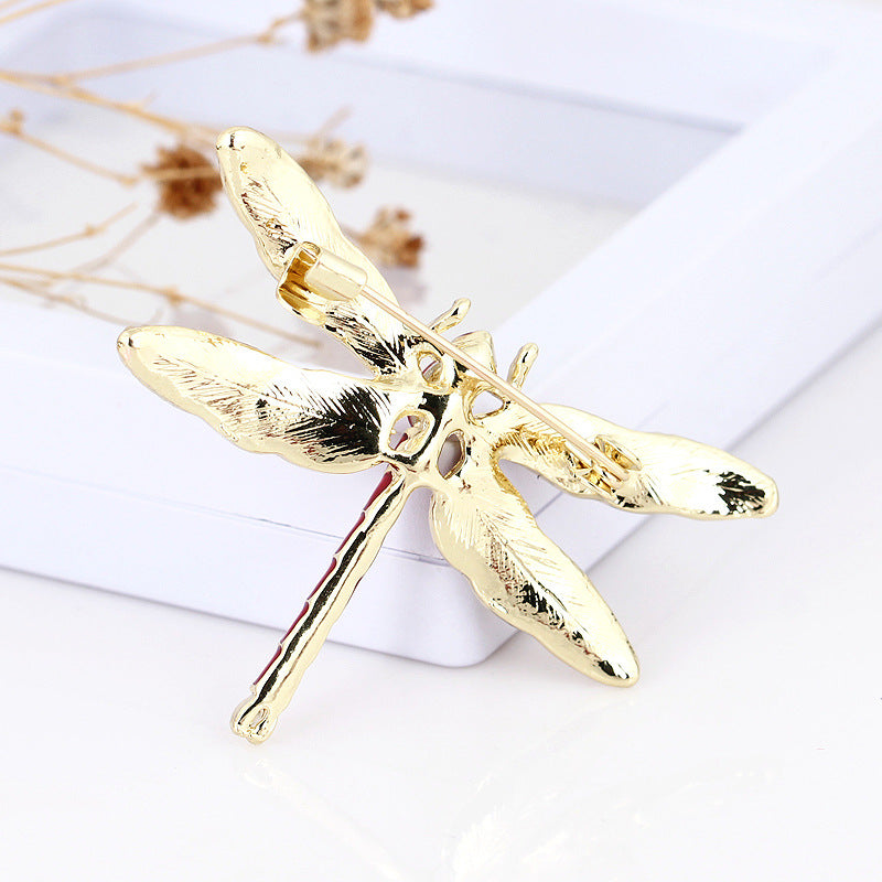 Korean Original Handmade Rhinestone Alloy Dragonfly Brooch - Enamel Crystal Insect Pin, Unisex Fashion Lapel Accessory - Image 5
