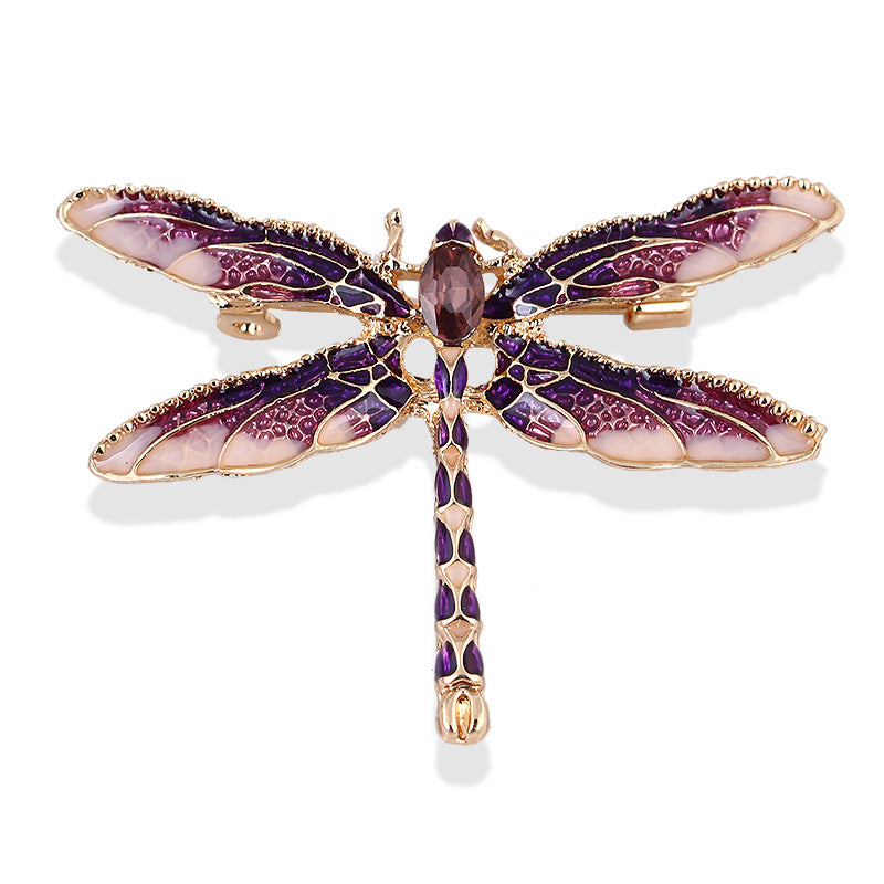 Korean Original Handmade Rhinestone Alloy Dragonfly Brooch - Enamel Crystal Insect Pin, Unisex Fashion Lapel Accessory - Image 4