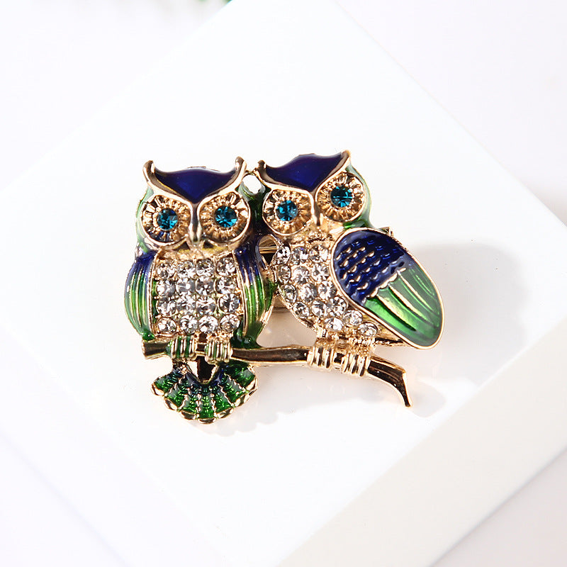 Quirky Twin Owl Brooch Pin - Creative Cartoon Kawaii Animal Jewelry, J-Korea Style Statement Accessory - Image 3