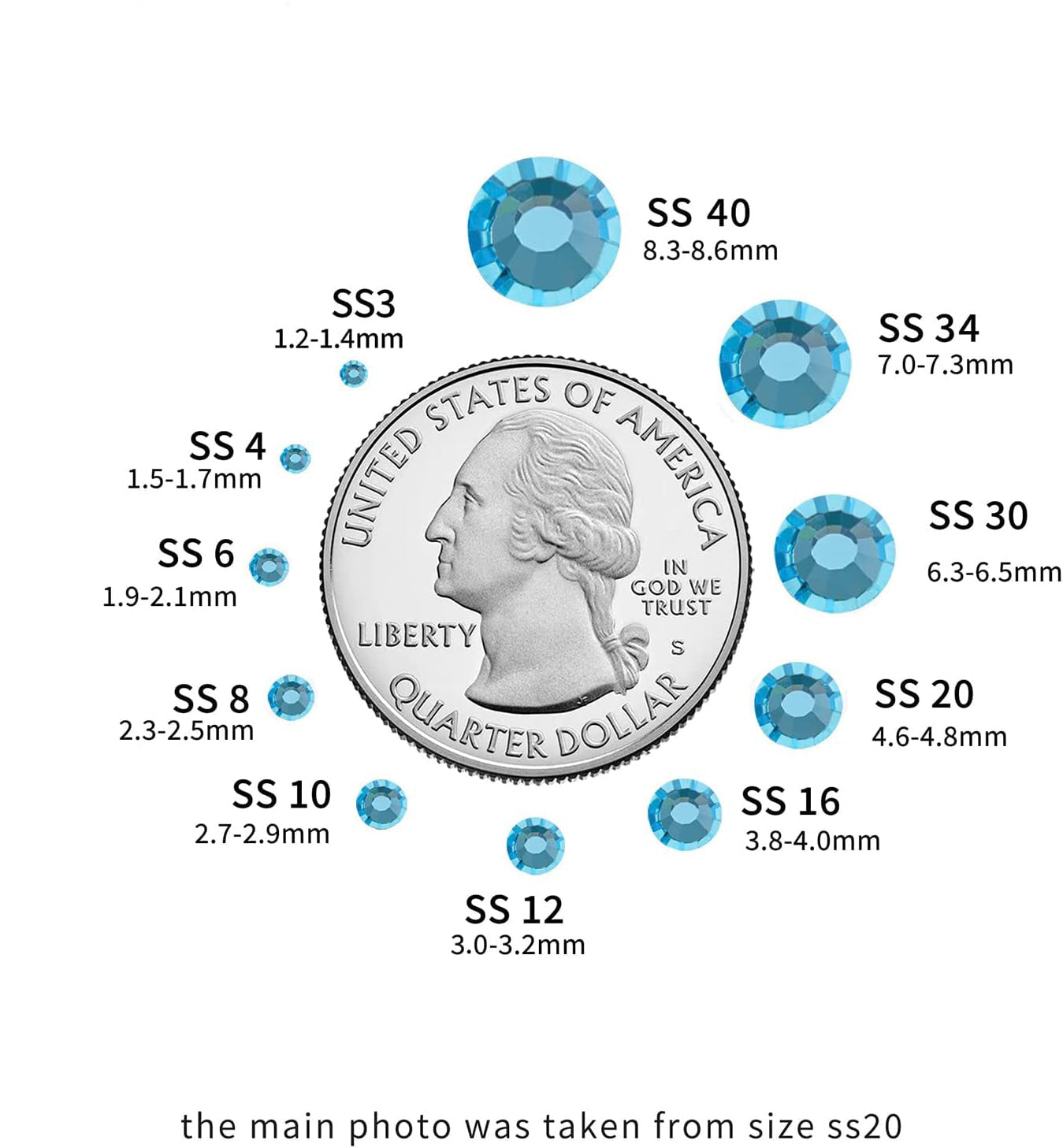 Hotfix Rhinestones, Crystal Rhinestones for Crafts Clothes DIY Decoration-Aquamarine - Image 3