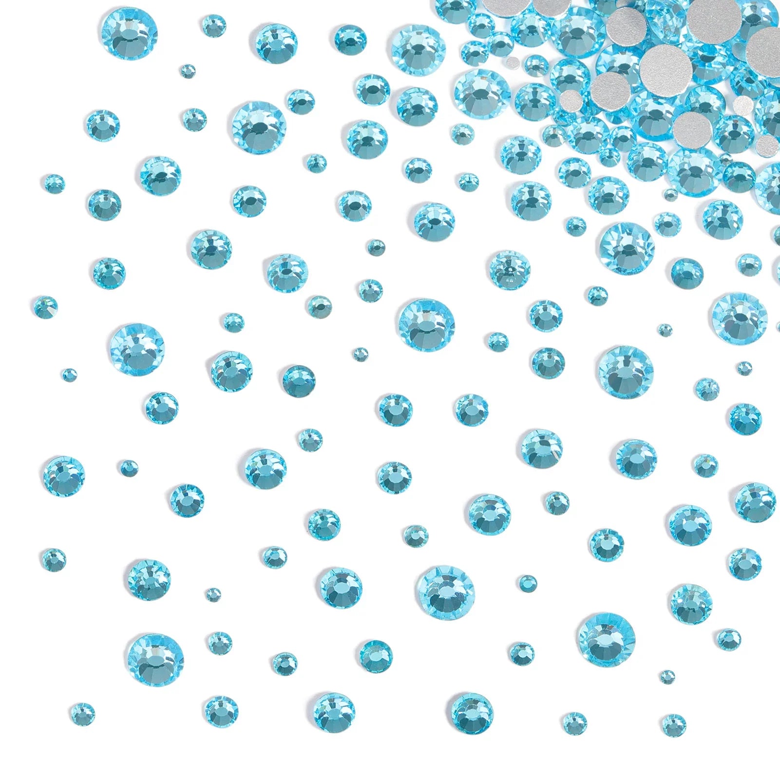 Rhinestones for Makeup,8 sizes 2500pcs Flatback Rhinestones Face Gems for Nails Crafts with Tweezers and Wax Pencil - Aquamarine - Image 5
