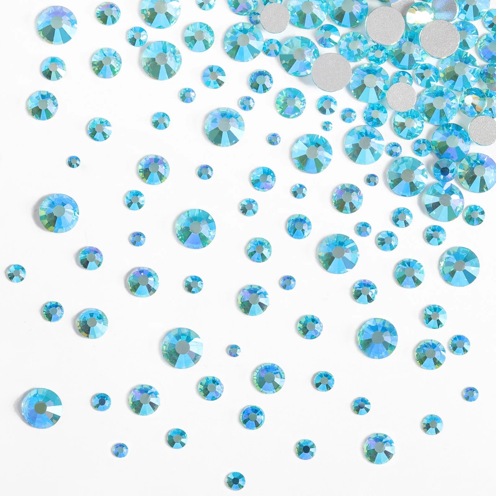 Rhinestones for Makeup,8 sizes 2500pcs Flatback Rhinestones Face Gems for Nails Crafts with Tweezers and Wax Pencil- AquamarineAB - Image 5