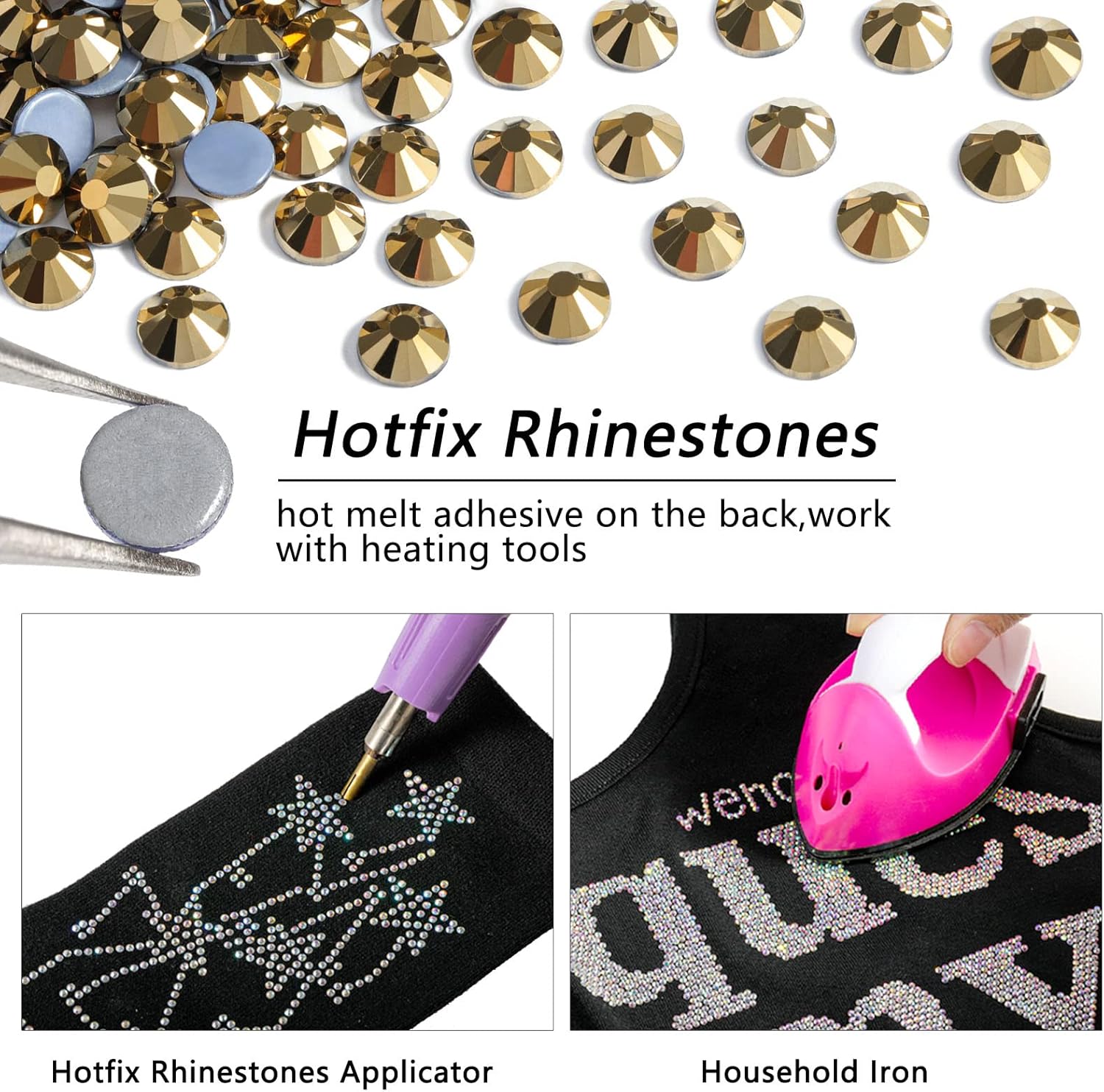 Hotfix Rhinestones, Crystal Rhinestones for Crafts Clothes DIY Decoration- Aurum - Image 4