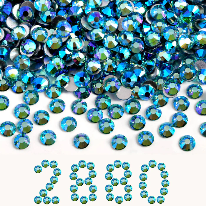 Flatback Rhinestones Bulk, Rhinestones for Nails Crafts Clothes DIY Decoration, AquamarineAB - Image 2