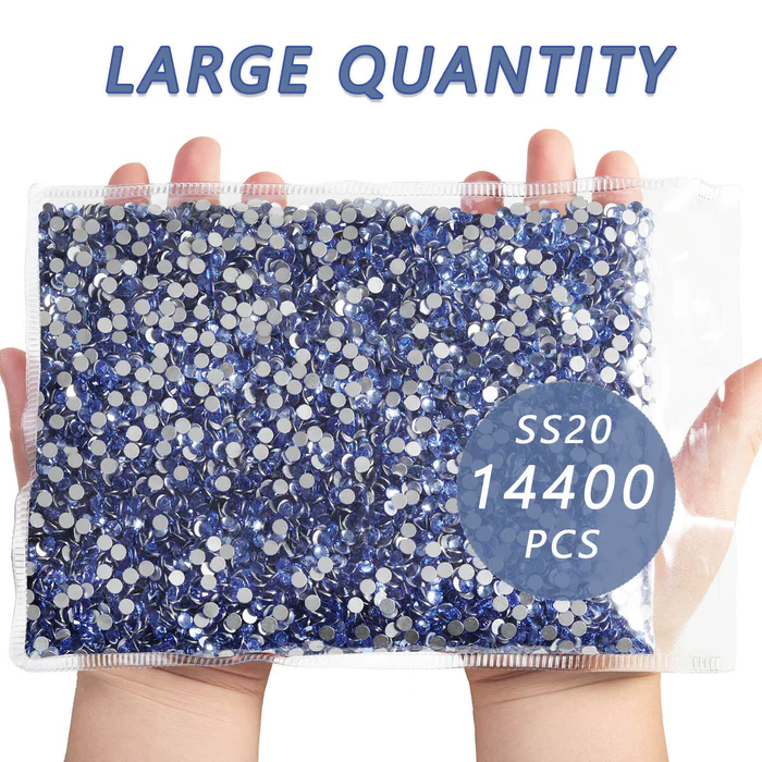 Flatback Rhinestones Bulk, Rhinestones for Nails Crafts Clothes DIY Decoration, Light Blue