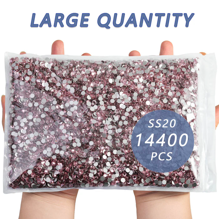 Flatback Rhinestones Bulk, Rhinestones for Nails Crafts Clothes DIY Decoration,Light Pink