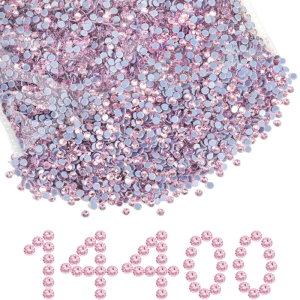 Hotfix Rhinestones Bulk, Hot Fix Rhinestones for Crafts Clothes DIY Decoration, Light Pink
