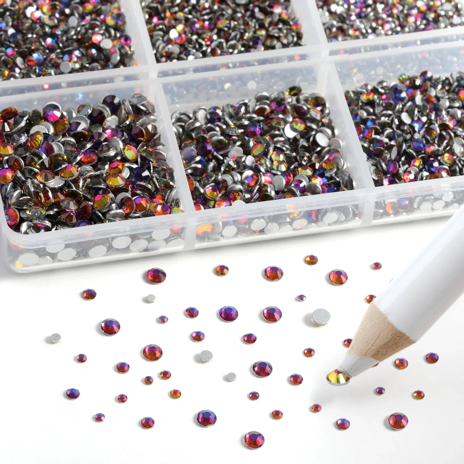 7200pcs Flatback Rhinestones,Nail Gems Round Crystal Rhinestones for Crafts,Mixed 6 Sizes with Wax Pencil Kit, SS3-SS10 -Bluevolcano - Image 3