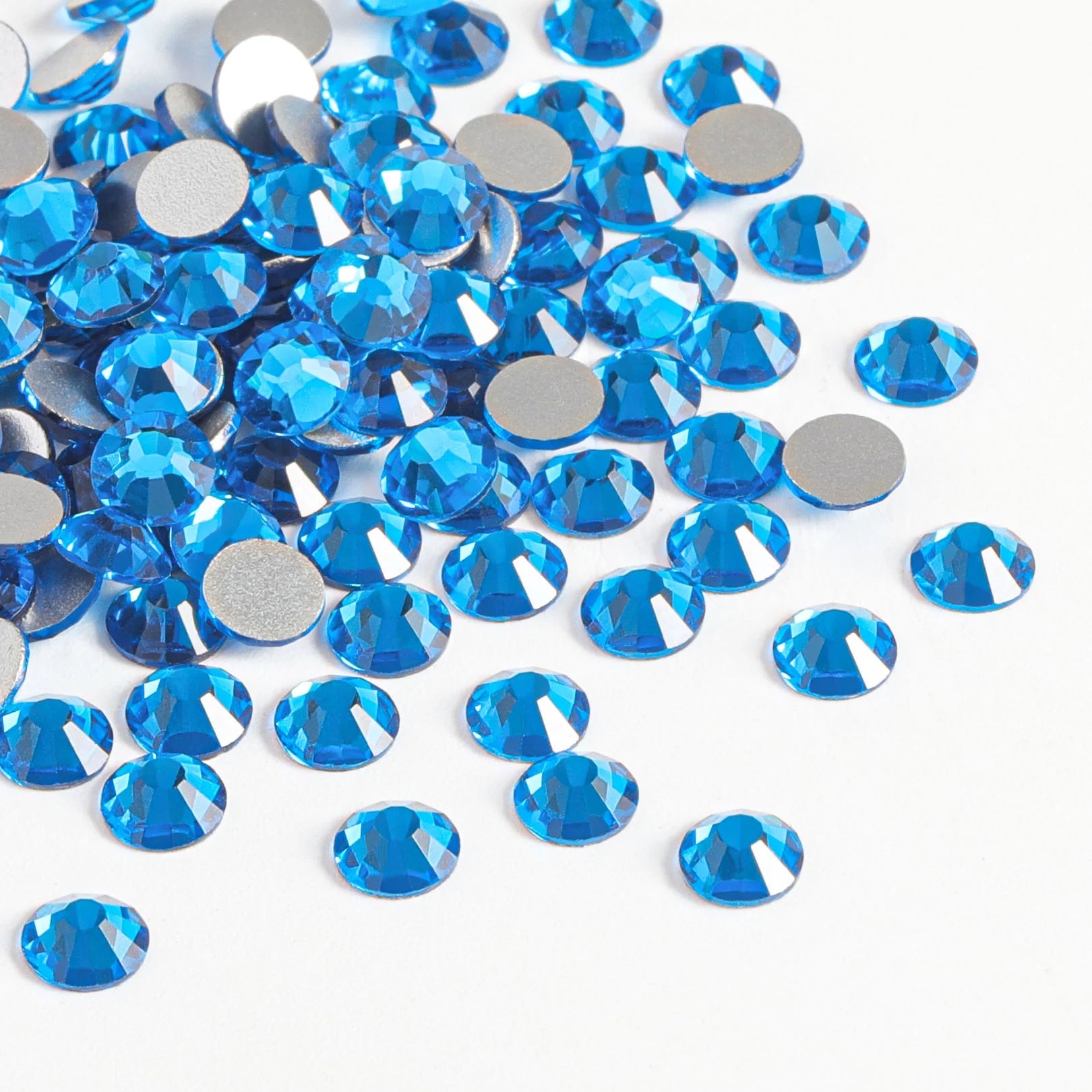 Flatback Rhinestones Bulk, Rhinestones for Nails Crafts Clothes DIY Decoration, Capri Blue
