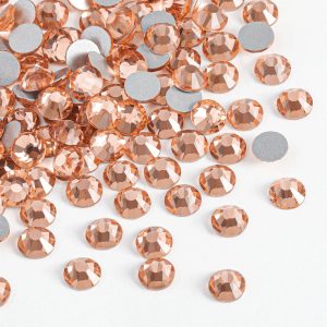 Flat Back Crystal Rhinestones Round Gems For Nail Art And Craft Glue Fix - Champagne