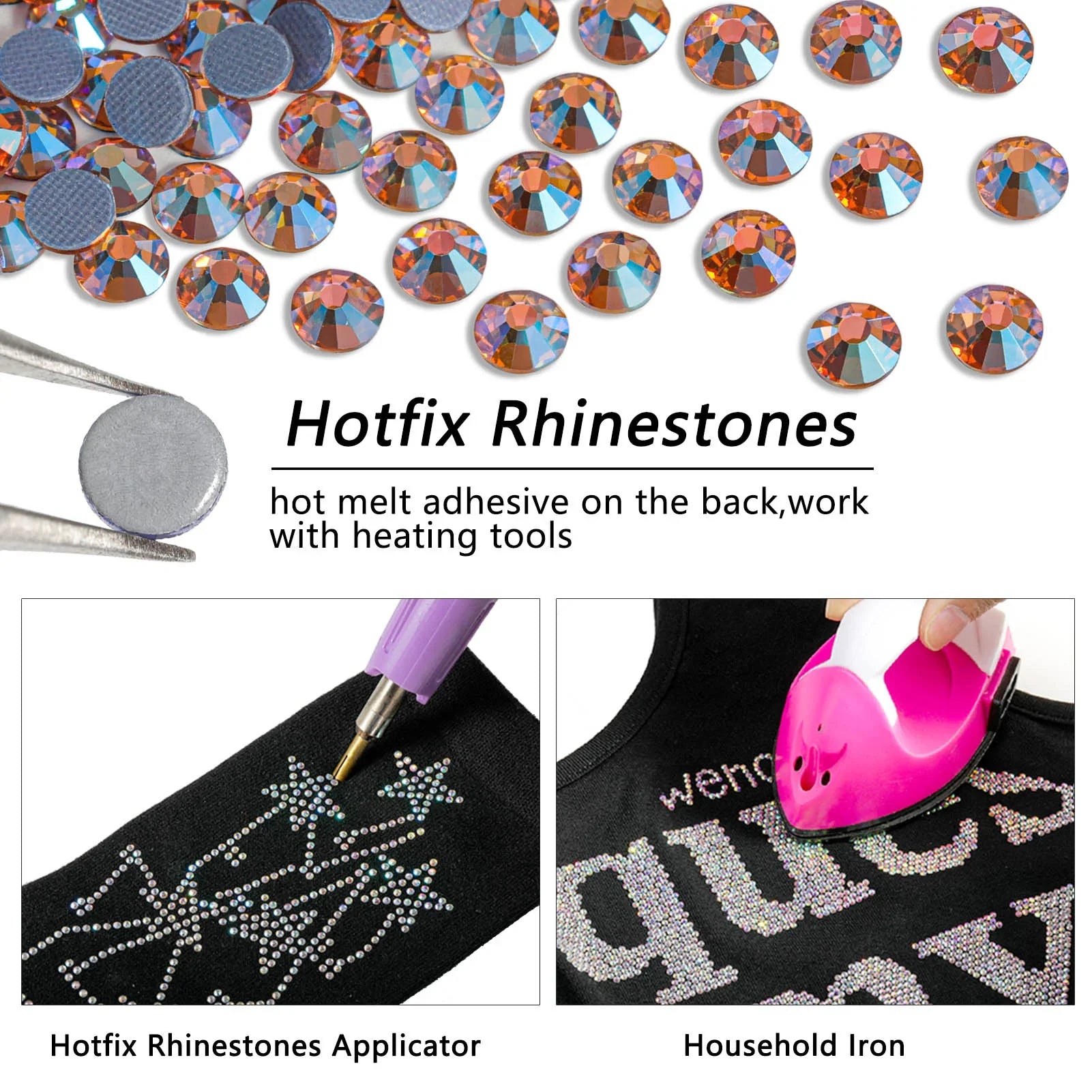 Hotfix Rhinestones, Crystal Rhinestones for Crafts Clothes DIY Decoration- Champagne AB - Image 4